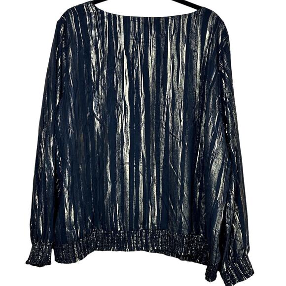 Draper's & Damons Black and Gold Elastic Hem Women Size 2X Flouncy Party Festive - Picture 2 of 7